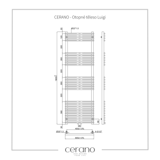 CERANO Vykurovacie teleso Luigi kombinovaný D5 713W čierna matná 1600x500 mm CER-429688