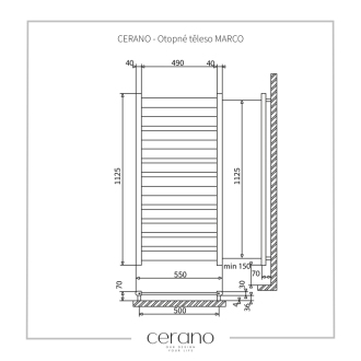 CERANO Vykurovacie teleso Marco kombinované 816W čierna matná 1125x550 mm LIV-WP-10-55