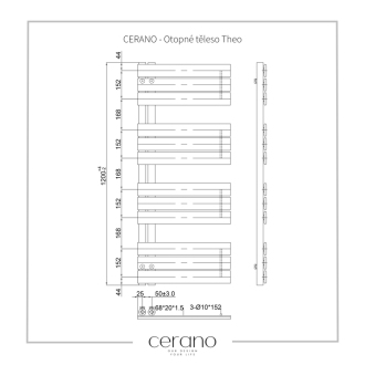 CERANO Vykurovacie teleso Theo D5 650W čierna matná 1200x500 mm CER-429652