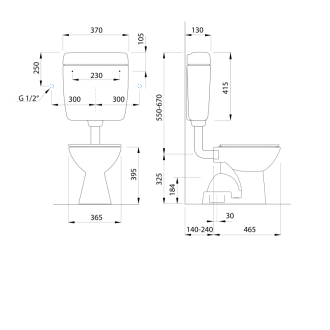 WC kombi, dvojtlačítko 4,5/6l, spodný odpad, biela TP3406