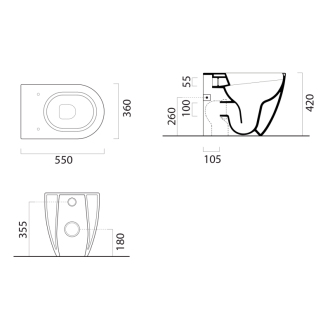 PURA WC misa stojaca, Swirlflush, 36x55cm, spodný/zadný odpad, tortora dual-mat 880305