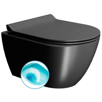 PURA závesná WC misa, Swirlflush, 36x50cm, čierna dual-mat 881626