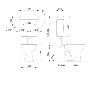 WC kombi, dvojtlačítko 4,5/6l, zadný odpad, biela TP3306