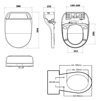 HUBERT WC kombi, zadný/spodný odpad s elektronickým bidetom USPA LUX UB-6635RU-2