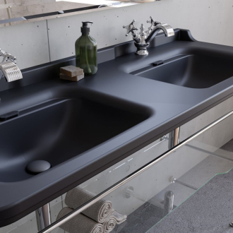 WALDORF keramické dvojumývadlo 150x55cm, čierna mat 4143K7