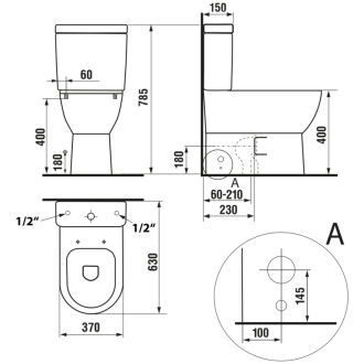 JALTA WC kombi, Rimless, s bidetovým sedadlom CLEAN STAR, spodný/zadný odpad, biela LB402-1