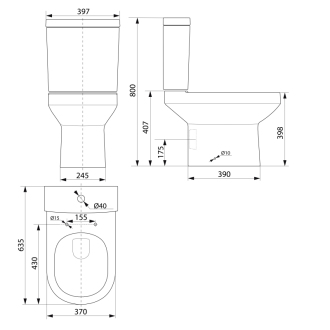 VERMET WC kombi misa, spodný/zadný odpad, biela VR038