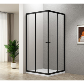AGGA BLACK štvorcová sprchová zástena 900x900mm, číre sklo