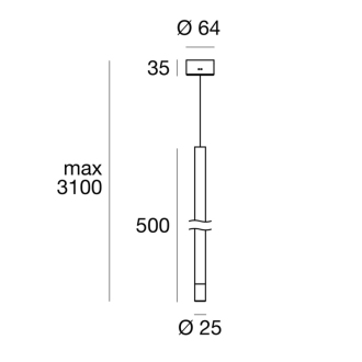 PUCCINI závesné LED svietidlo, 2W, 500x25mm, biela