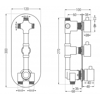 MEXEN KAI vaňová batéria-termostatická, biela 77603-20