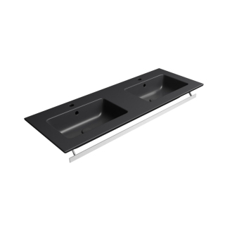 PURA keramické dvojumývadlo Slim 122x46cm, čierna mat 8888126