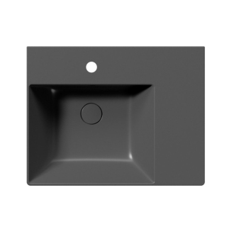 KUBE X keramické umývadlo 60x47cm, s odkladacou plochou vpravo, čierna mat 9438126