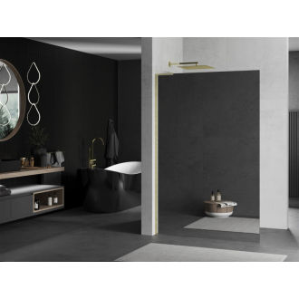 Mexen Kioto L Walk-in sprchová stena 100x200 cm, zrkadlo, brúsené zlato 800-100-103-55-50