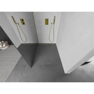 Mexen Kioto L Walk-in sprchová stena 100x200 cm, zrkadlo, brúsené zlato 800-100-103-55-50