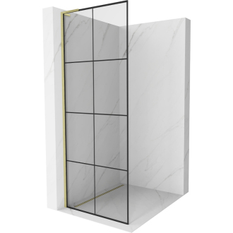 Mexen Kioto L Walk-in sprchová stena 90x200, čierny vzor, brúsené zlato 800-090-103-55-77