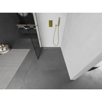 Mexen Kioto L Walk-in sprchová stena 90x200, čierny vzor, brúsené zlato 800-090-103-55-77