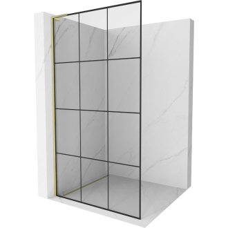 Mexen Kioto L Walk-in sprchová stena 100x200, čierny vzor, brúsené zlato 800-100-103-55-77