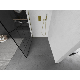 Mexen Kioto L Walk-in sprchová stena 80x200, čierny vzor, brúsené zlato 800-080-103-55-78