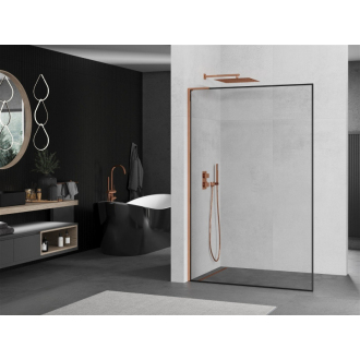 Mexen Kioto L Walk-in sprchová stena 120x200, čierny vzor, ružové zlato 800-120-103-60-70