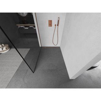 Mexen Kioto L Walk-in sprchová stena 120x200, čierny vzor, ružové zlato 800-120-103-60-70
