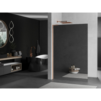 Mexen Kyoto L Walk-in sprchová stena 90 x 200 cm, zrkadlo, ružové zlato 800-090-103-60-50