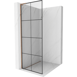 Mexen Kioto L Walk-in sprchová stena 80x200 cm, čierny vzor, ružové zlato 800-080-103-60-77