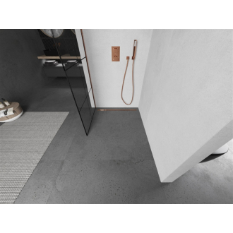 Mexen Kioto L Walk-in sprchová stena 80x200 cm, čierny vzor, ružové zlato 800-080-103-60-77