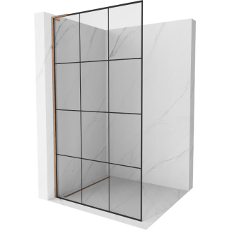 Mexen Kioto L Walk-in sprchová stena 120x200, čierny vzor, ružové zlato 800-120-103-60-77