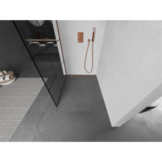 Mexen Kioto L Walk-in sprchová stena 120x200, čierny vzor, ružové zlato 800-120-103-60-77