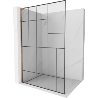 Mexen Kioto L Walk-in sprchová stena 120x200, čierny vzor, ružové zlato 800-120-103-60-78