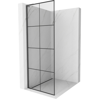 Mexen Kioto L Walk-in sprchová stena 90x200, čierny vzor, šedá kefa. 800-090-103-66-77
