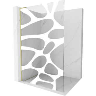 Mexen Kioto L Walk-in sprchová stena 120x200, biely vzor, brúsené zlato 800-120-103-55-97