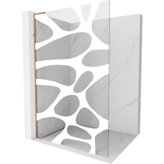 Mexen Kioto L Walk-in sprchová stena 100x200 cm, biely vzor, ružové zlato 800-100-103-60-97