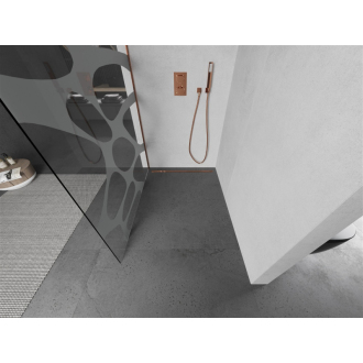 Mexen Kioto L Walk-in sprchová stena 110x200 cm, biely vzor, ružové zlato 800-110-103-60-97