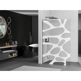 Mexen Kioto L Walk-in sprchová stena 70x200, biely vzor, šedá kefa. 800-070-103-66-97