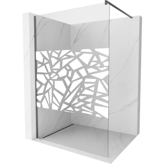 Mexen Kioto Walk-in sprchová stena 130x200 cm, biely vzor 8, kov 800-130-101-95-85
