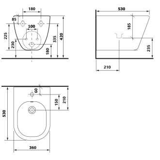 ARCO závesný bidet, oválny OLKLT2141F