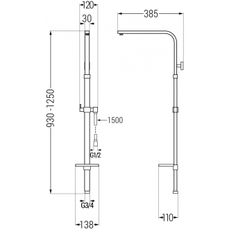 MEXEN Sprchový set Q, hladká hadica 150 cm, chróm 79395-00