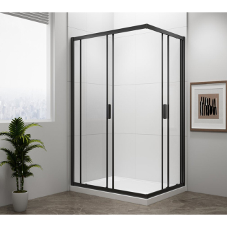 EASY BLACK obdĺžniková sprchová zástena 900x800mm, číre sklo