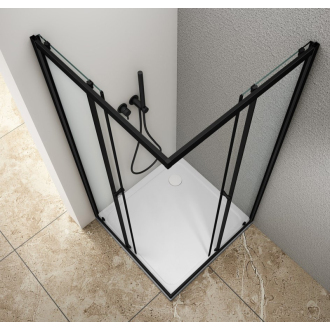 AGGA BLACK štvorcová sprchová zástena 800x800mm, číre sklo