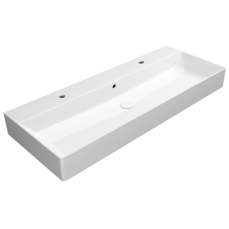 KUBE X keramické umývadlo 120x47cm, brúsená spodná hrana, 2 otvory, biela 94249211