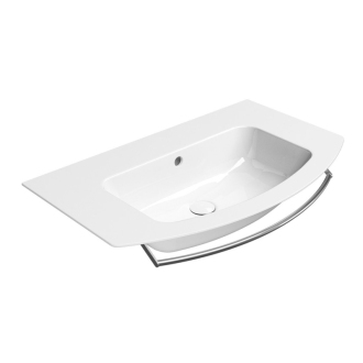 PURA keramické umývadlo Slim oblé 82x49cm, brúsená hrana, bez otvoru, biela 88269011