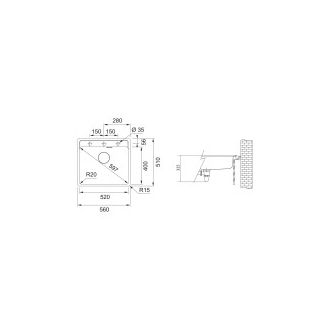 Franke Granitový drez MRG 610-52 RTL šedá bridlica 560x510, sifón 114.0718.778