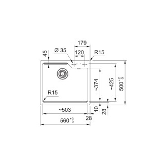 Franke Granitový drez UBG 610-56 sivá bridlica 560x500, sifón 114.0713.989