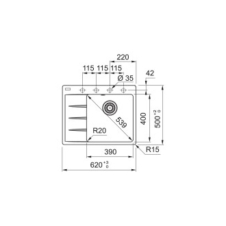 Franke Granitový drez CNG 611-62 TL/7 sivá bridlica 620x500, sifón 114.0713.948