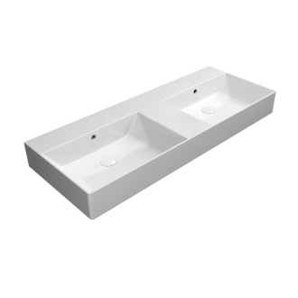 KUBE X keramické dvojumývadlo 120x47cm, brúsená spodná hrana, bez otvoru, biela 94259011