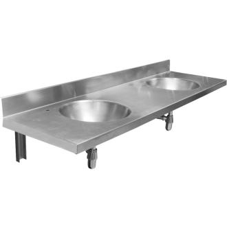 Závesný pult s dvoma umývadlami 1200x254x550 mm, nerez mat 13071.2.S