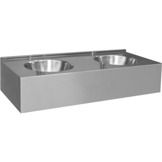 Závesný pult s dvoma umývadlami 1200x270x550 mm, nerez mat 13080.2.S