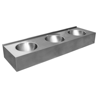 Závesný pult s tromi umývadlami 1800x270x550 mm, nerez mat 13080.3.S