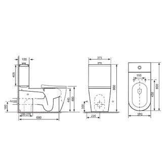 MEDIC RIMLESS WC misa pre kombi, spodný/zadný odpad, biela MC102-111